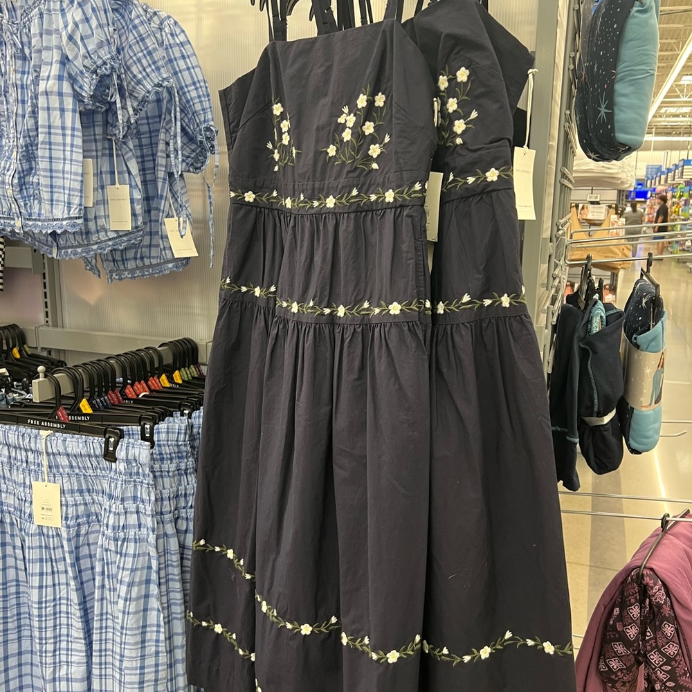 Black Tiered Floral Embroidered Maxi Dress